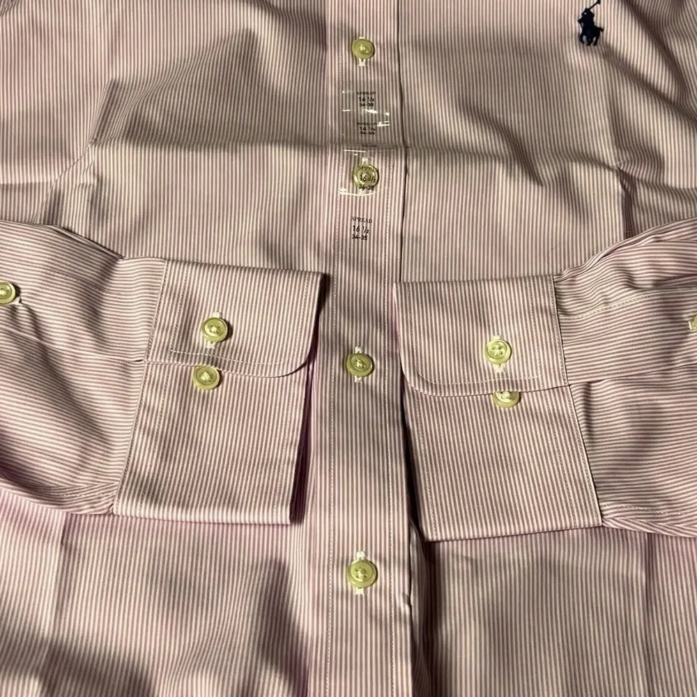 NWT Polo Ralph Lauren‎ Classic Fit Easy Care Button Pinstripe Shirt 16.5 34/35
